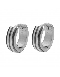 Pendientes acero lineas negras