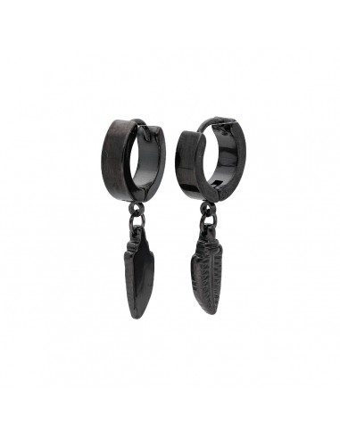 Pendientes acero PLUMA NEGRA ARO 1,5MM