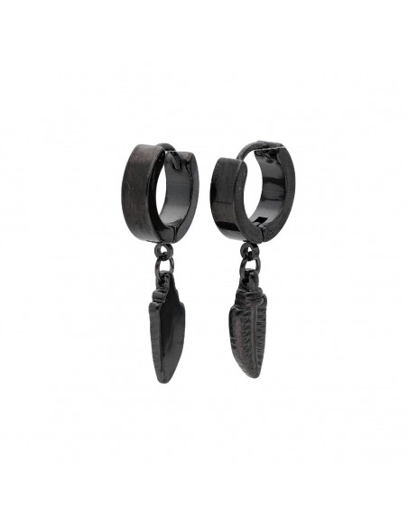 Pendientes acero PLUMA NEGRA ARO 1,5MM