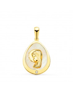 MEDALLA ORO VIRGEN NIÑA LAGRIMA CON NACAR