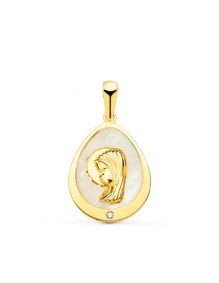 MEDALLA ORO VIRGEN NIÑA LAGRIMA CON NACAR