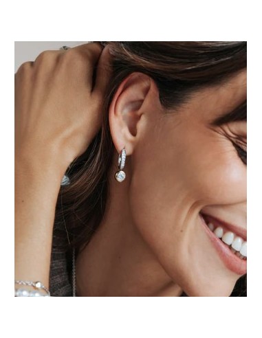 Pendientes Destello Doble en plata bicolor con circonitas