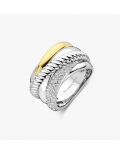 Anillo Multibanda de Plata con Circonitas | Textura y Brillo en Equilibrio