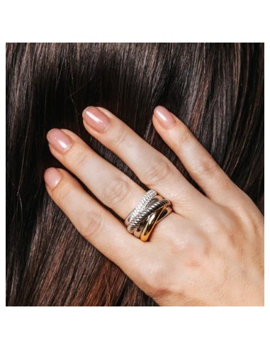 Anillo para mujer Multibanda en Plata y circonitas