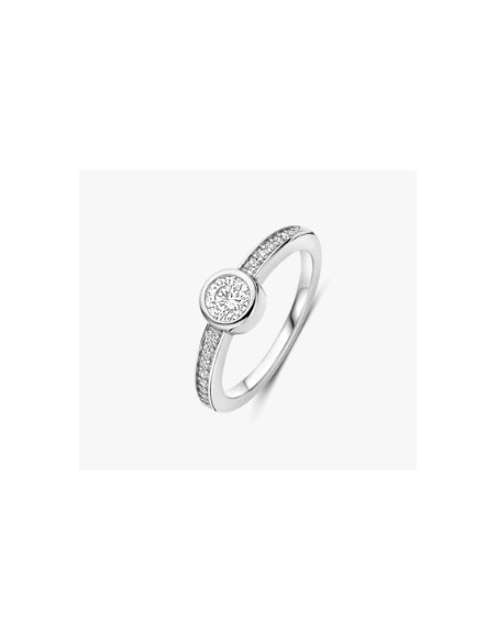 Anillo mujer de plata esfera y circonitas