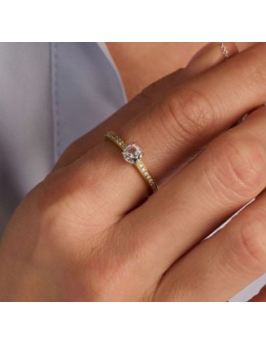 Anillo mujer de plata  bicolor y circonitas 