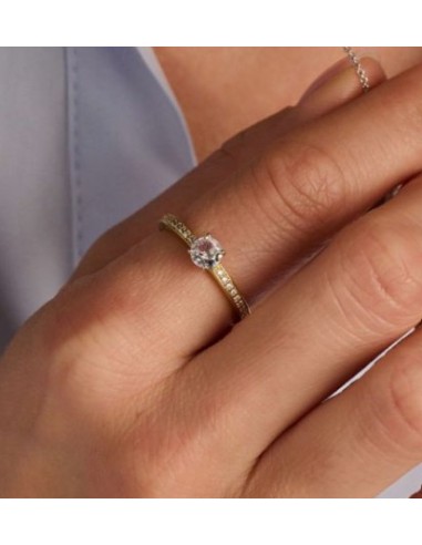 Anillo mujer de plata  bicolor y circonita cu