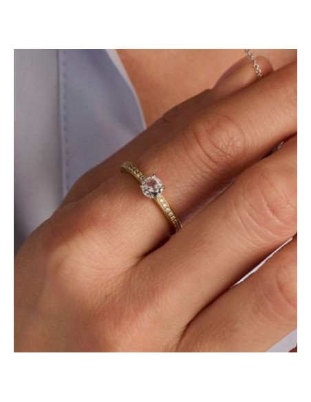 Anillo mujer de plata  bicolor y circonita cu