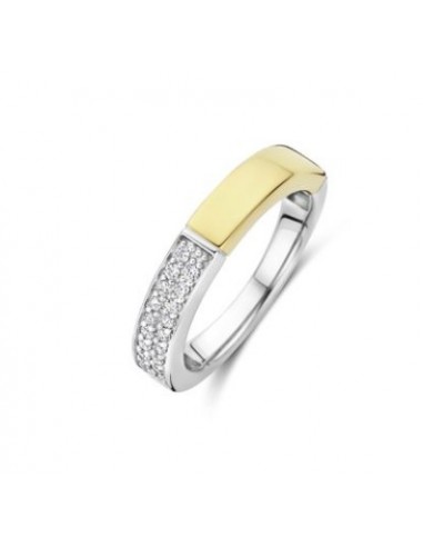 Anillo mujer de plata y circonita mitad