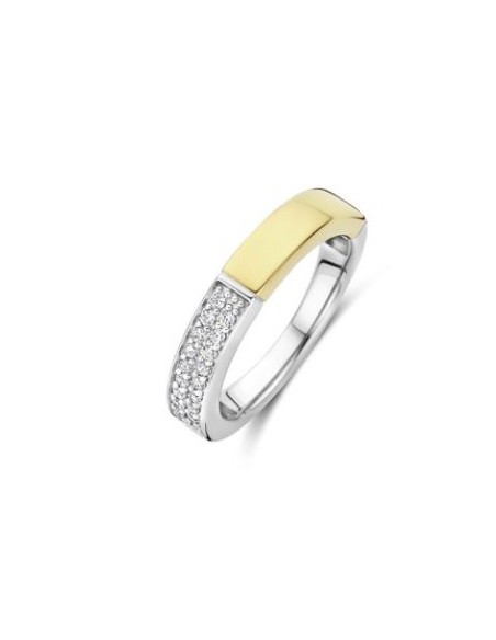 Anillo mujer de plata y circonita mitad