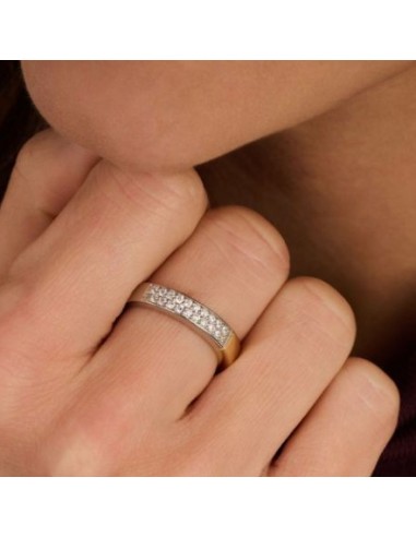 Anillo mujer de plata y circonita mitad