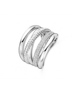 Anillo Multibanda de Plata con Circonitas | Textura y Brillo en Equilibrio