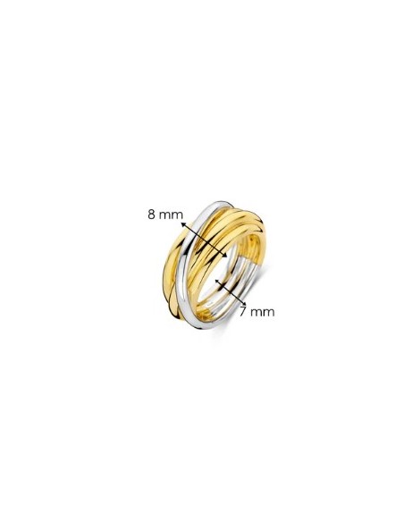 Anillo mujer de plata ancho bicolor