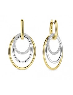 Pendientes aro circonitas plata bicolor largos