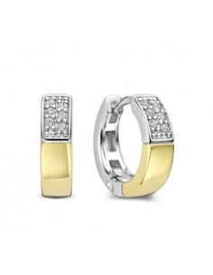 Pendientes aro circonitas plata bicolor 