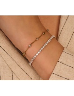 Pulsera con perlas y detalle bicolor 2