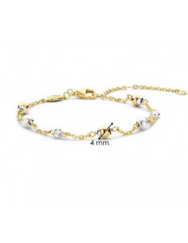 Pulsera con perlas y detalle bicolor