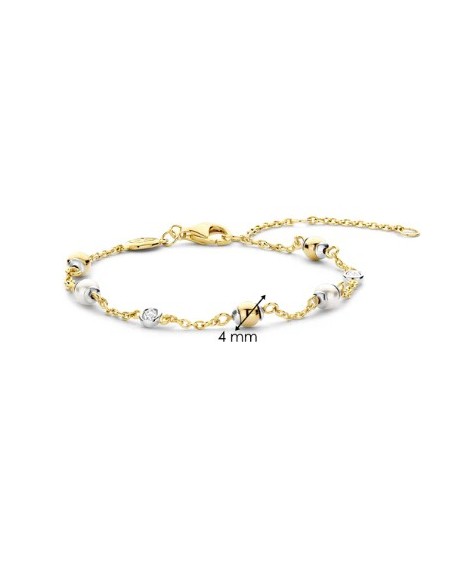 Pulsera con perlas y detalle bicolor