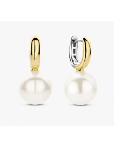 Pendientes aro circonitas plata bicolor largos