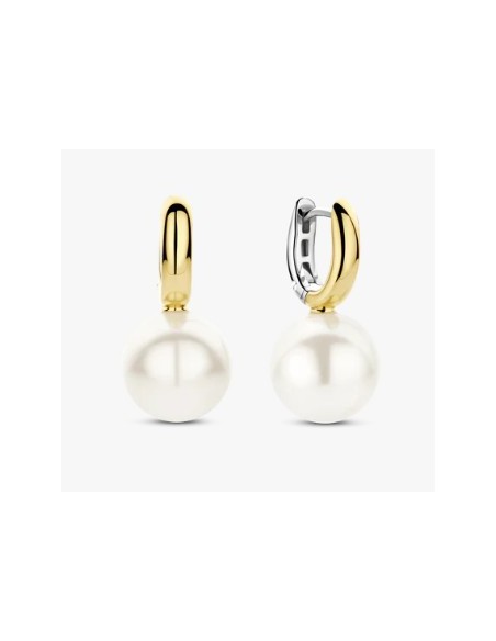 Pendientes aro circonitas plata bicolor largos