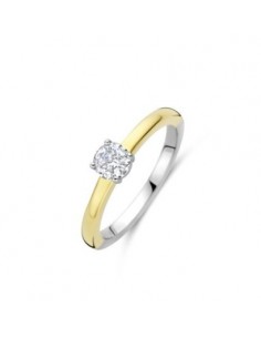 Anillo mujer de plata chapada y circonita