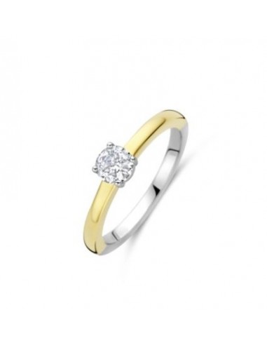 Anillo mujer de plata chapada y circonita