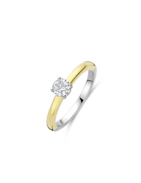 Anillo mujer de plata chapada y circonita