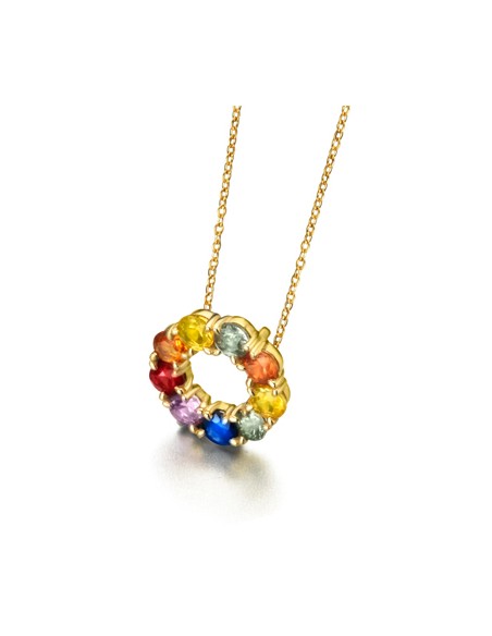 Gargantilla zafiros colores cadena oro de 18k