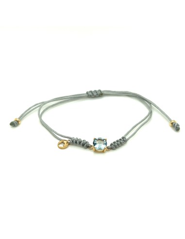 PULSERA MACRAME GRIS TOPACIO TURQUESA ORO DE 18K