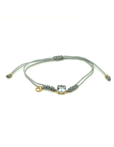 PULSERA MACRAME GRIS TOPACIO TURQUESA ORO DE 18K
