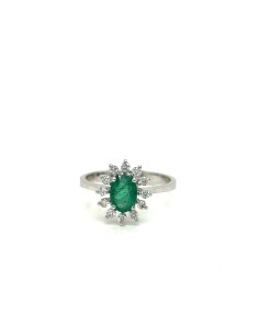ct-0,62 ANILLO ESMERALDA VERDE ORO B DE 18K