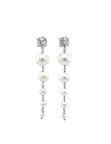 PENDIENTES PERLA LARGOS ZN PLATA DE 1ª LEY