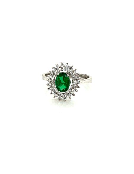 ANILLO ESMERALDA ZN ORO BLANCO DE 18K
