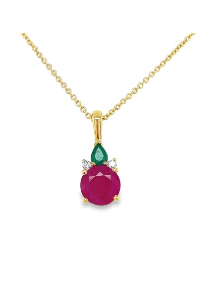 0,03ct- Gargantilla esmeralda y rubí oro 18k