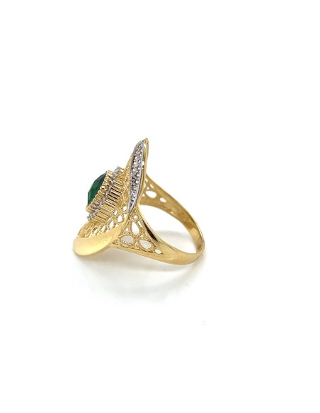 ANILLO PIEDRA VERDE ZN FORMAS ORO DE 18K