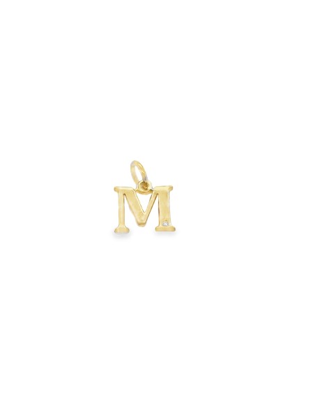 COLGANTE INICIAL LETRA "M" CON DIAMANTE ORO DE 18K