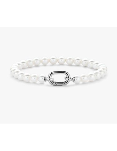 Pulsera de perlas blancas con cierre de plata