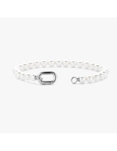 Pulsera de perlas blancas con cierre de plata