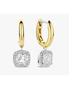 Pendientes aro circonitas plata bicolor largos