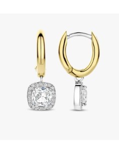 Pendientes aro circonitas plata bicolor largos 2