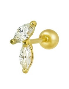 Piercing dos circonitas oro de 14K