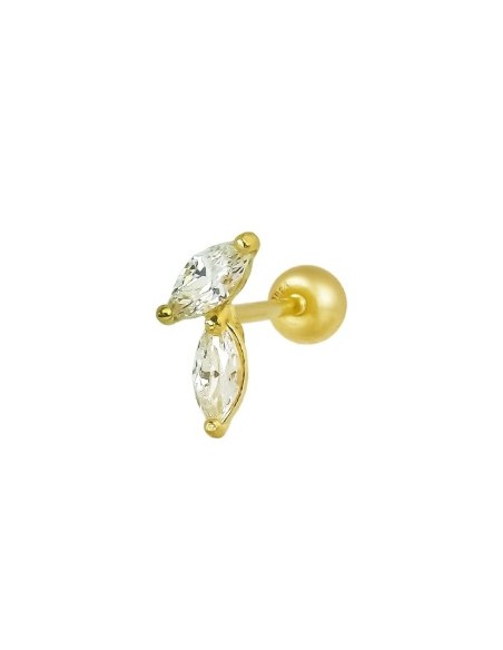 Piercing dos circonitas oro de 14K
