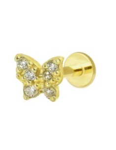 Piercing mariposa circonitas oro de 14K