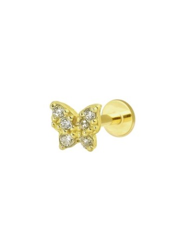 Piercing mariposa circonitas oro de 14K