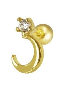 Piercing luna circonita oro de 14K