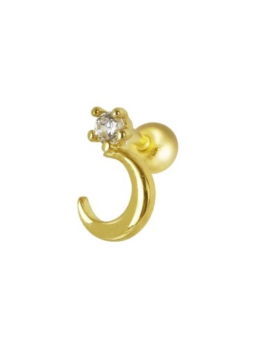 Piercing luna circonita oro de 14K