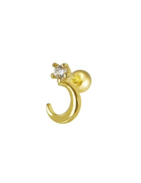 Piercing luna circonita oro de 14K