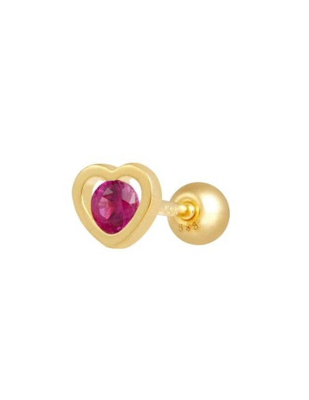 Piercing corazón circonita color oro rosa de 14K
