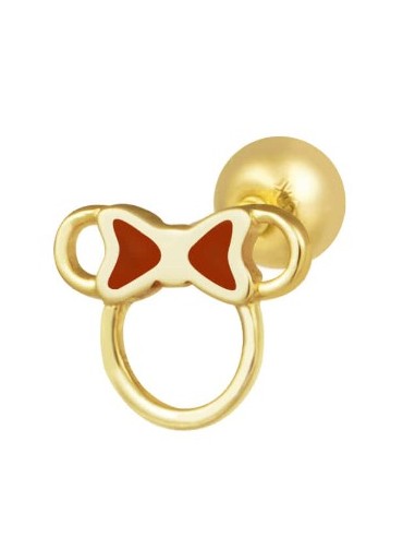 Piercing minnie lazo rojo oro de 14K