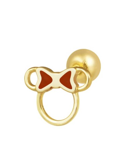Piercing minnie lazo rojo oro de 14K